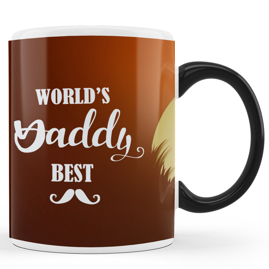 Printed Ceramic Coffee Mug | Happy Fathers Day | For Loved Ones | Worlds Daddy Best | 325 Ml.